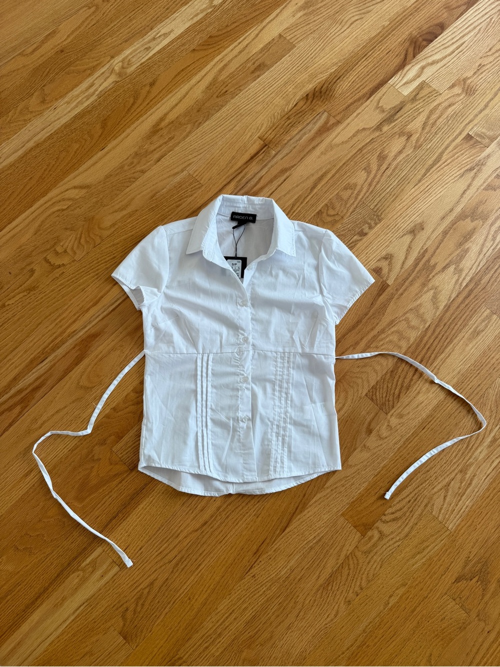 Y2k vintage Arden B button down white shirt blouse work tie back